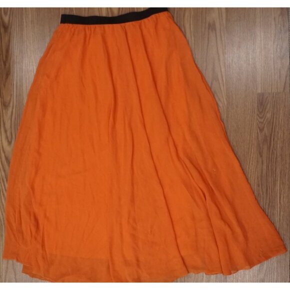 WD.NY Pleated Maxi Skirt - Orange (Size L) - Picture 1 of 10